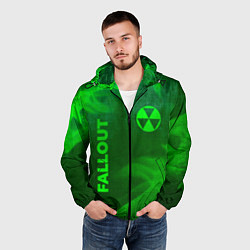 Ветровка с капюшоном мужская Fallout - green gradient вертикально, цвет: 3D-черный — фото 2
