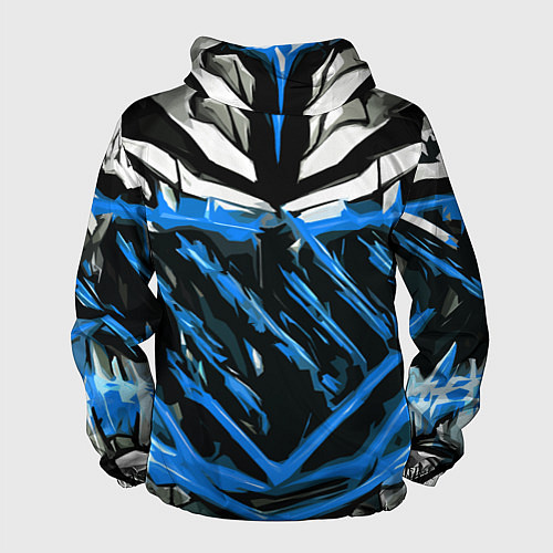 Мужская ветровка Blue and white abstraction on a black background / 3D-Белый – фото 2