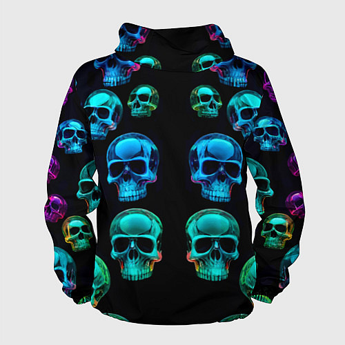 Мужская ветровка Neon skulls - ai art pattern / 3D-Белый – фото 2