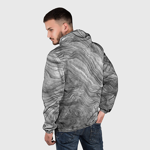 Мужская ветровка Текстура дерева - абстракция / 3D-Черный – фото 4