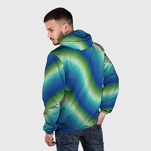 Мужская ветровка Морская волна арт / 3D-Черный – фото 4