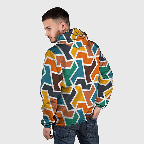 Мужская ветровка Геометрический узор разноцветный / 3D-Черный – фото 4