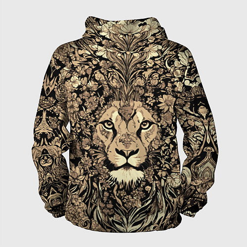 Мужская ветровка Лев среди узоров из цветов / 3D-Белый – фото 2