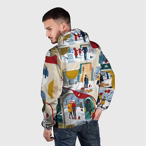 Мужская ветровка Русская зима зарисовки / 3D-Черный – фото 4