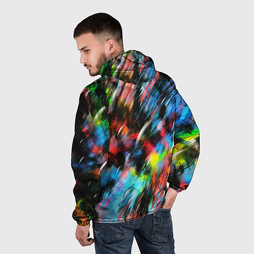 Мужская ветровка Цветные краски абстракция / 3D-Черный – фото 4