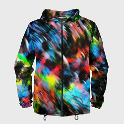 Ветровка с капюшоном мужская Цветные краски абстракция, цвет: 3D-черный