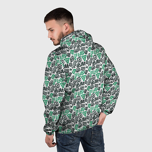 Мужская ветровка Паттерн в стиле граффити и африканских узоров / 3D-Черный – фото 4
