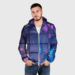 Ветровка с капюшоном мужская Неоновые кубики, цвет: 3D-белый — фото 2