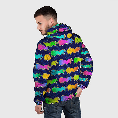 Мужская ветровка Коты единороги / 3D-Черный – фото 4