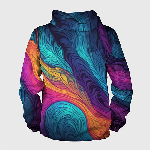 Мужская ветровка Перья эбру абстракция / 3D-Белый – фото 2