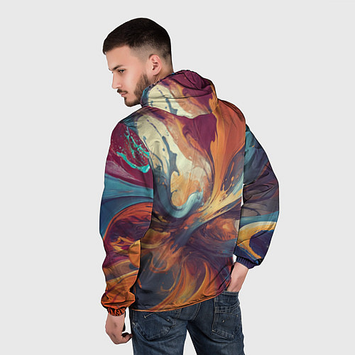 Мужская ветровка Акриловая абстракция в стиле Vallejo / 3D-Черный – фото 4