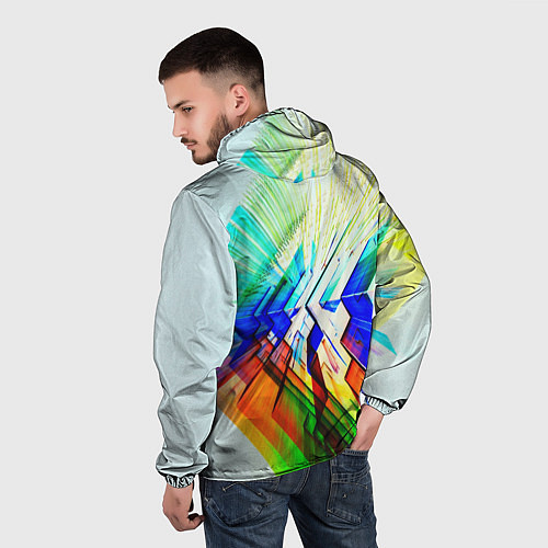 Мужская ветровка Неоновая абстракция стекло / 3D-Черный – фото 4