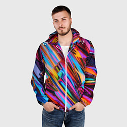 Ветровка с капюшоном мужская Разноцветная фольга, цвет: 3D-белый — фото 2