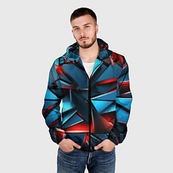Ветровка с капюшоном мужская Геометрические осколки, цвет: 3D-черный — фото 2