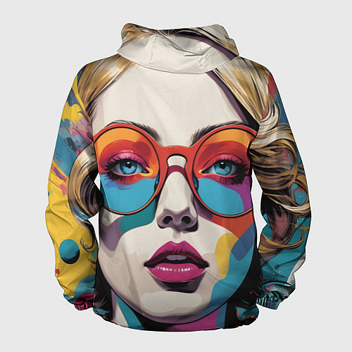 Мужская ветровка Девушка в солнечных очках поп-арт / 3D-Белый – фото 2