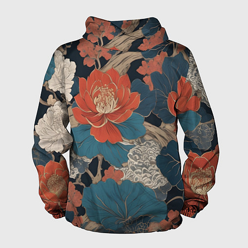 Мужская ветровка Цветы в стиле иредзуми / 3D-Белый – фото 2