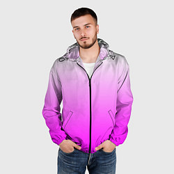 Ветровка с капюшоном мужская Gradient color pink, цвет: 3D-черный — фото 2