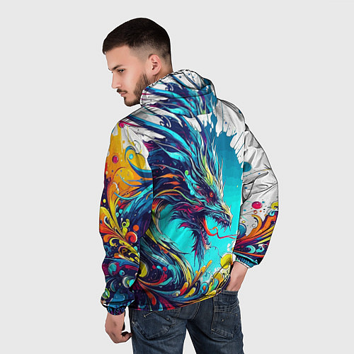 Мужская ветровка Japanese dragon - tattoo irezumi / 3D-Черный – фото 4