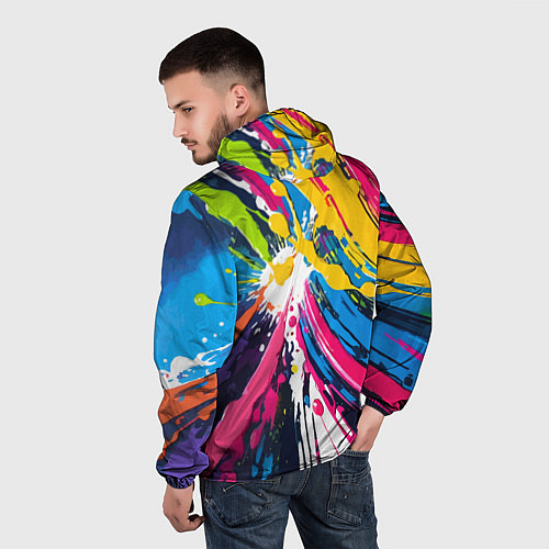 Мужская ветровка Красочная абстракция - экспрессионизм / 3D-Черный – фото 4