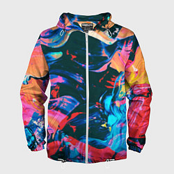 Ветровка с капюшоном мужская Colors, цвет: 3D-белый