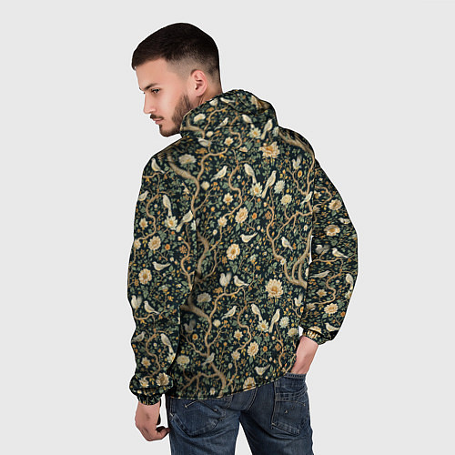 Мужская ветровка Узор с птицами зеленый / 3D-Черный – фото 4