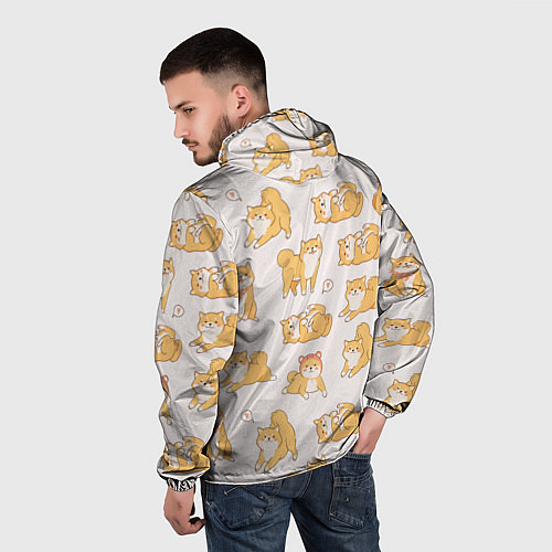 Мужская ветровка Паттерн сиба ину / 3D-Черный – фото 4