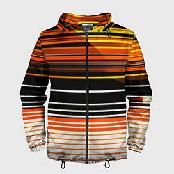 Ветровка с капюшоном мужская Разноцветные вертикальные линии, цвет: 3D-черный