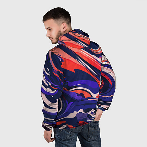 Мужская ветровка Абстракция разводов разноцветная / 3D-Черный – фото 4