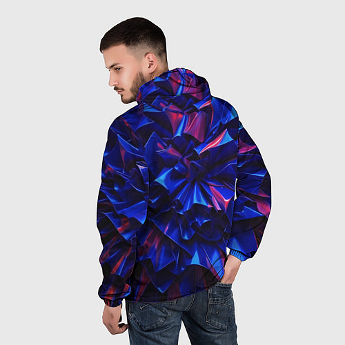 Мужская ветровка Синие абстрактные изгибы / 3D-Черный – фото 4