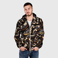 Ветровка с капюшоном мужская Змея черно-белая, цвет: 3D-белый — фото 2