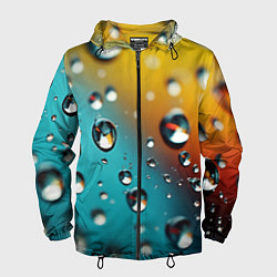Ветровка с капюшоном мужская Крупные капли на цветном фоне, цвет: 3D-черный