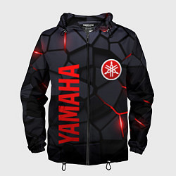 Ветровка с капюшоном мужская Yamaha - плиты с эффектом свечения, цвет: 3D-черный