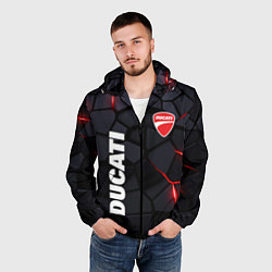 Ветровка с капюшоном мужская Ducati - плиты с эффектом свечения, цвет: 3D-черный — фото 2