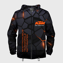 Ветровка с капюшоном мужская KTM - плиты с эффектом свечения, цвет: 3D-черный