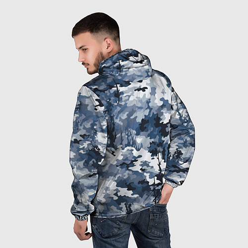 Мужская ветровка Камуфляж серо синий / 3D-Черный – фото 4