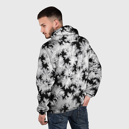 Мужская ветровка Снежинки на стекле / 3D-Черный – фото 4