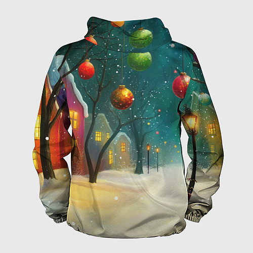 Мужская ветровка Новогодние шары и тропинка / 3D-Белый – фото 2