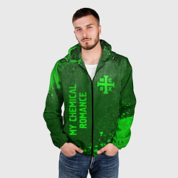 Ветровка с капюшоном мужская My Chemical Romance - green gradient вертикально, цвет: 3D-черный — фото 2