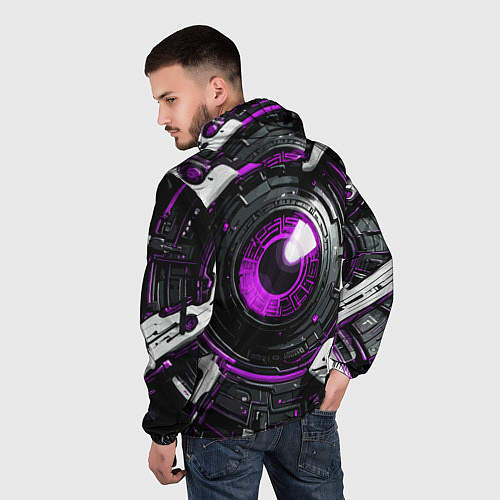 Мужская ветровка Фиолетовая сфера киберпанк / 3D-Черный – фото 4