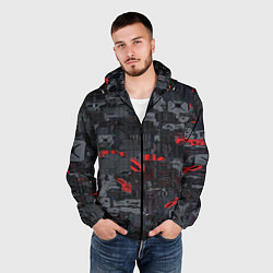 Ветровка с капюшоном мужская Микроплата, цвет: 3D-черный — фото 2