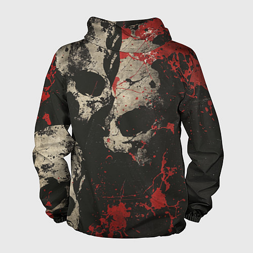 Мужская ветровка Силуэты черепов на гранжевом фоне / 3D-Белый – фото 2