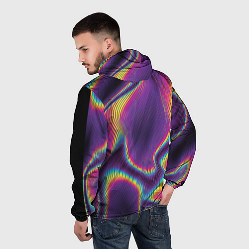 Мужская ветровка Неон - волны / 3D-Черный – фото 4