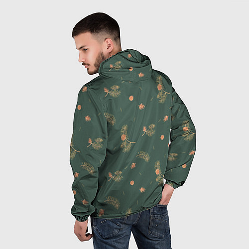 Мужская ветровка Сосновые ветки и шишки / 3D-Черный – фото 4