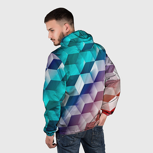 Мужская ветровка Объёмные разноцветные градиентные кубы / 3D-Черный – фото 4