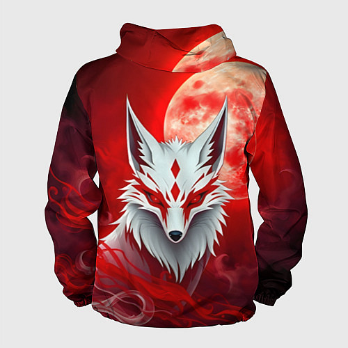 Мужская ветровка Японская лиса на красном / 3D-Белый – фото 2