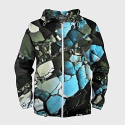 Ветровка с капюшоном мужская Чёрно-синий камень, цвет: 3D-белый
