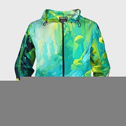 Ветровка с капюшоном мужская Зелёная кислотная абстракция, цвет: 3D-черный