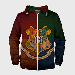 Ветровка с капюшоном мужская Hogwarts emblem, цвет: 3D-белый