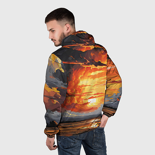Мужская ветровка Багровый закат / 3D-Черный – фото 4