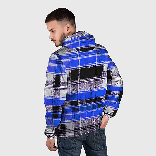 Мужская ветровка Белые полосы на чёрно-синем фоне / 3D-Черный – фото 4